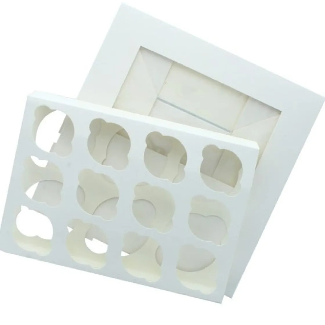 BrandNewCake Cupcake Doosje 6 / 12 MINI Wit (incl. tray-venster) 25st.* Cupcake Doosjes