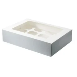 BrandNewCake Cupcake Doosje 12 Wit (incl. tray met venster) 25st.* Cupcake Doosjes