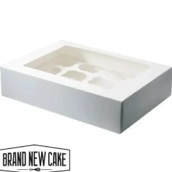 BrandNewCake Cupcake Doosje 12 Wit (incl. tray met venster) 3st.* Cupcake Doosjes