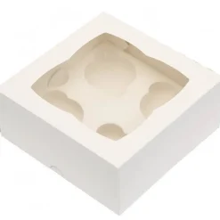 BrandNewCake Cupcake Doosje 4 Wit (incl. tray met venster) 25st.* Cupcake Doosjes