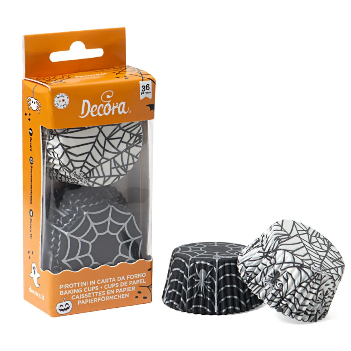 Decora Cupcake Vormpjes Halloween Spinnenweb Ø50x32(h) cm 36 stuks* Bakvormen Papier