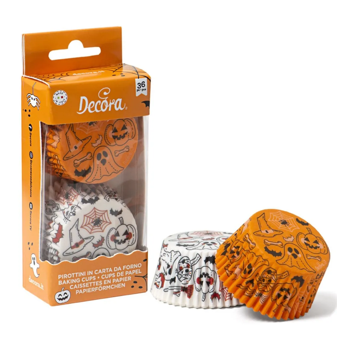 Decora Cupcake Vormpjes Halloween Pompoen & Geest Ø50x32(h) mm 36st* Bakvormen Papier