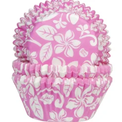 House of Marie Cupcake Vormpjes HoM Aloha Bloem Roze 50x33mm. 50st.* Bakvormen Papier