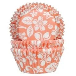 House of Marie Cupcake Vormpjes HoM Aloha Bloem Abrikoos 50x33mm. 50st.* Bakvormen Papier