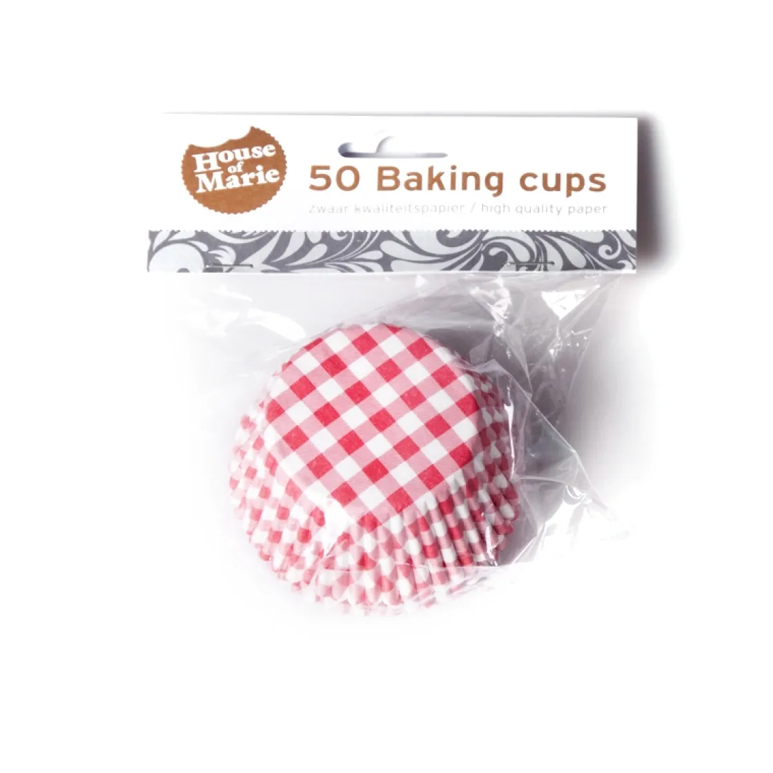 House of Marie Cupcake Vormpjes HoM Boerenbont Ruit Rood 50x33mm. 50st.* Bakvormen Papier