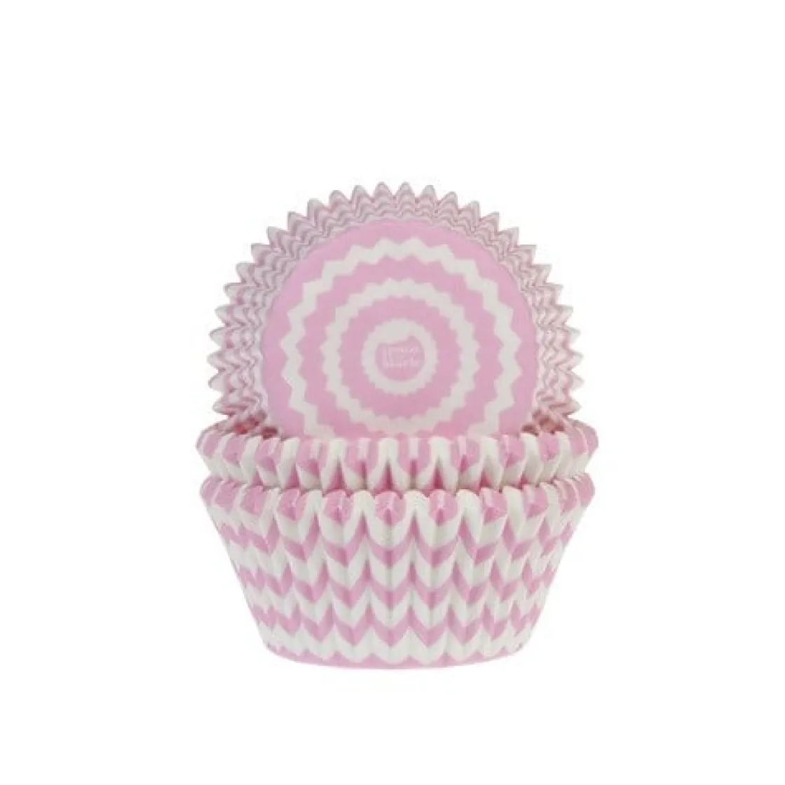 House of Marie Cupcake Vormpjes HoM Chevron Roze 50x33mm. 50st.*** Bakvormen Papier