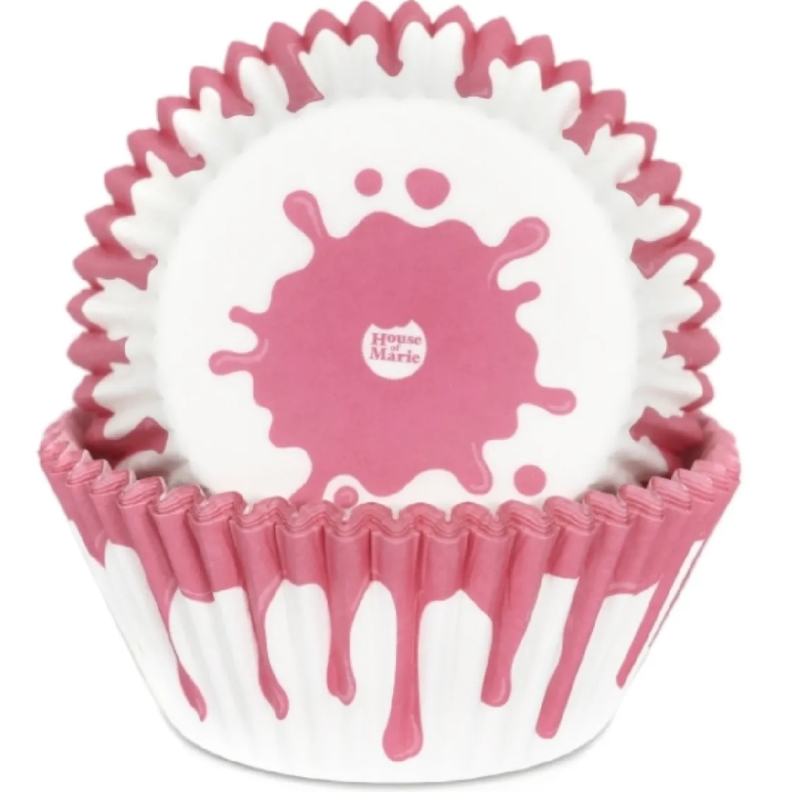 House of Marie Cupcake Vormpjes HoM Drip Roze 50x33mm. 50st.* Bakvormen Papier