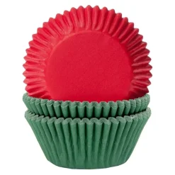 House of Marie Cupcake Vormpjes HoM Effen Kerst Mix 50x33mm. 50st.* Bakvormen Papier