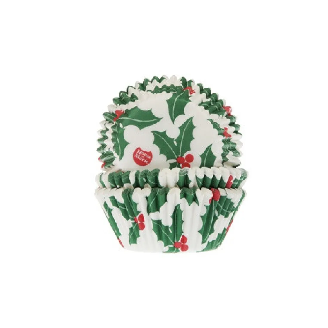 House of Marie Cupcake Vormpjes HoM Hulstblad met bes 50x33mm. 50st.* Bakvormen Papier