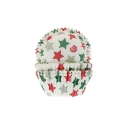 House of Marie Cupcake Vormpjes HoM Kerst Sterren 50x33mm. 50st.* Bakvormen Papier