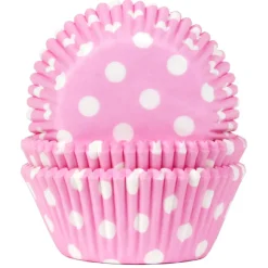 House of Marie Cupcake Vormpjes HoM Polkadot Roze 50x33mm. 50st.* Bakvormen Papier