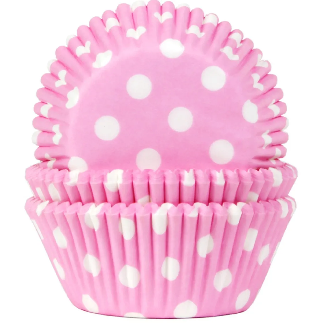 House of Marie Cupcake Vormpjes HoM Polkadot Roze 50x33mm. 50st.* Bakvormen Papier