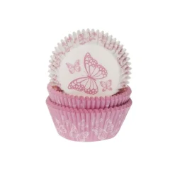 House of Marie Cupcake Vormpjes HoM Vlinder Roze 50x33mm. 50st.* Bakvormen Papier