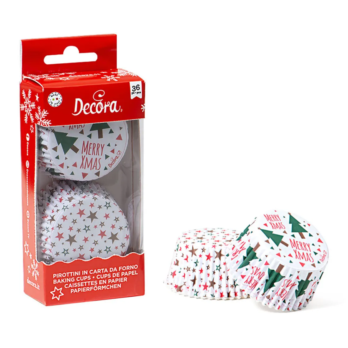 Decora Cupcake Vormpjes Kerst Sterren Ø50x32(h) mm 36 stuks* Bakvormen Papier