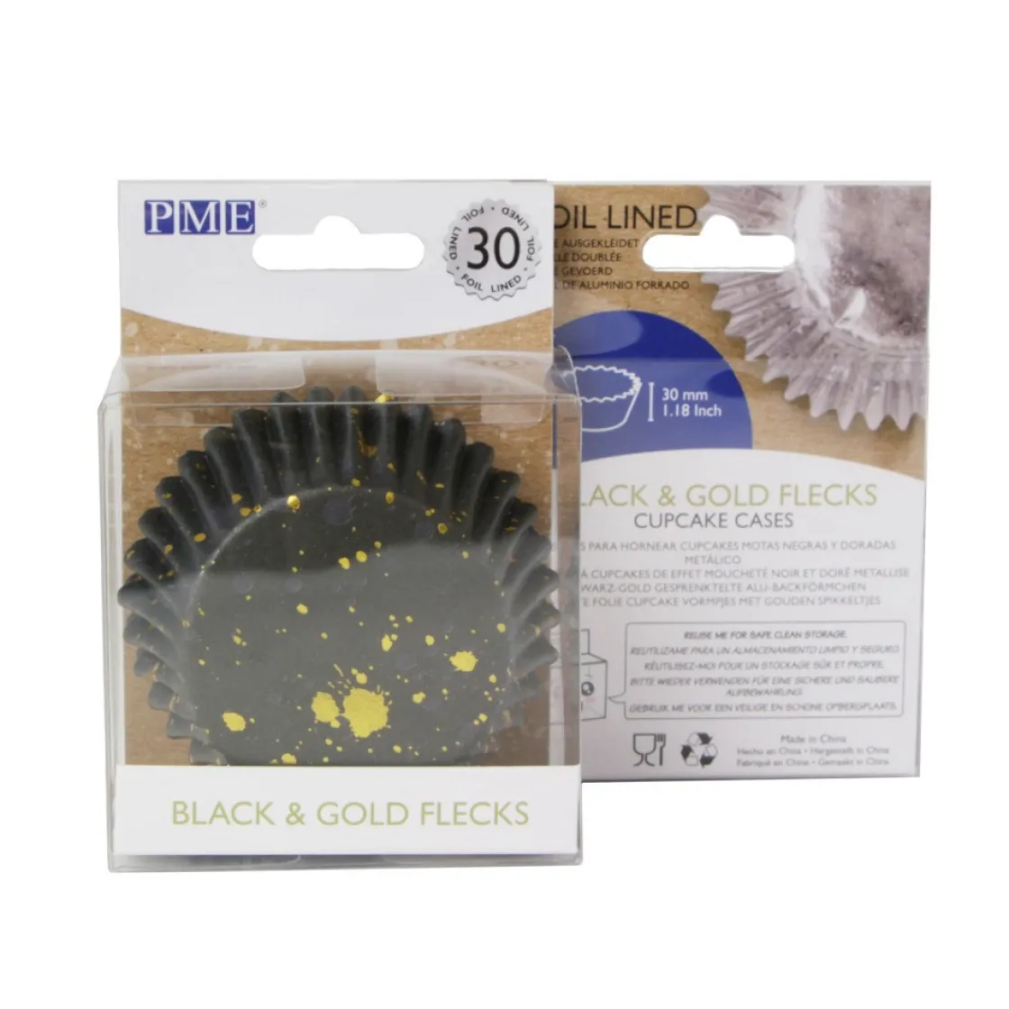 PME Cupcake Vormpjes Zwart met Goud 30 stuks* Bakvormen Papier