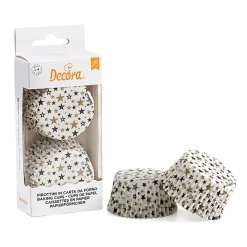 Decora Cupcake Vormpjes Sterren Goud/Zwart Ø50x32(h) mm 36 stuks* Bakvormen Papier