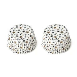 Decora Cupcake Vormpjes Sterren Goud/Zwart Ø50x32(h) mm 36 stuks* Bakvormen Papier