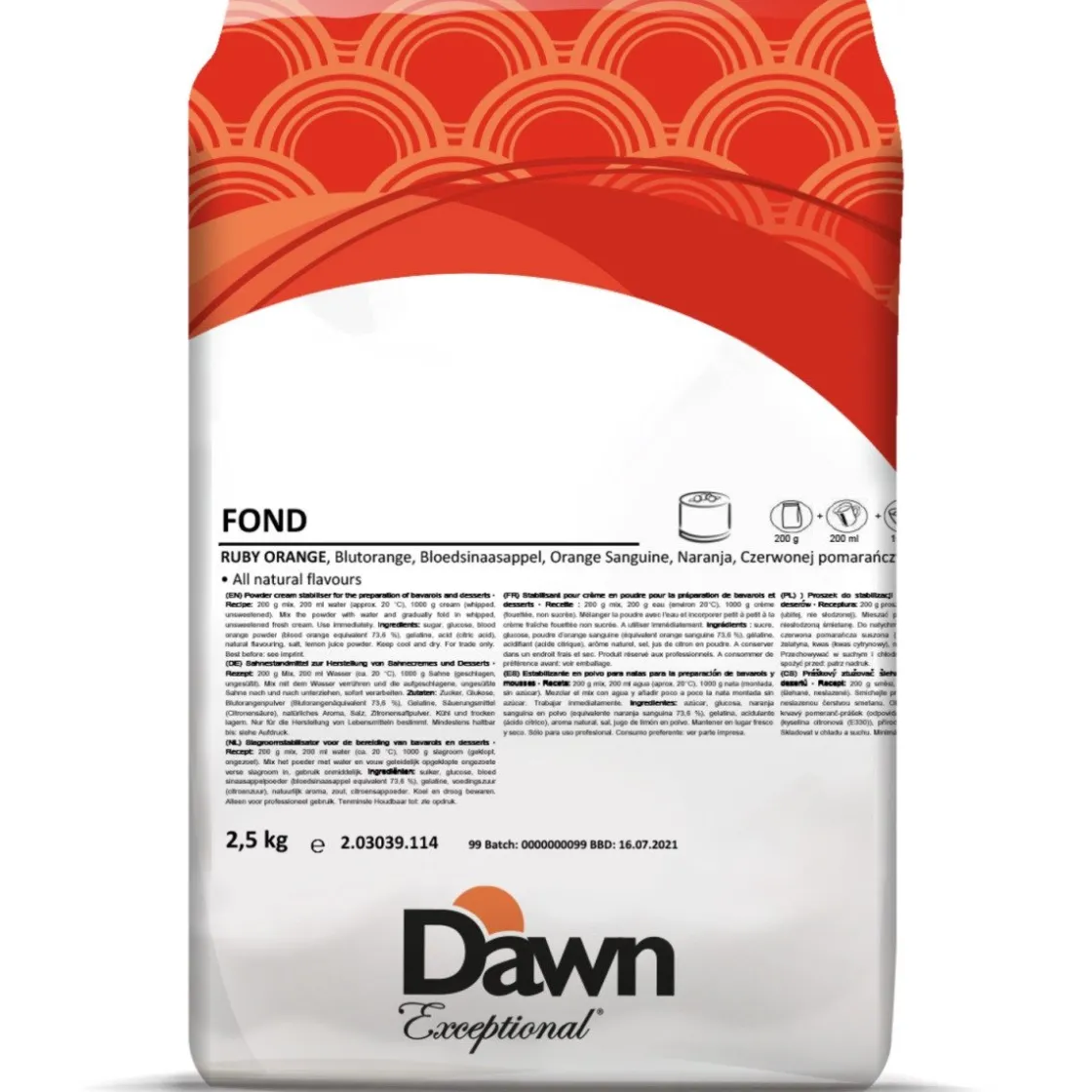 Dawn Fond Bloedsinaasappel Bavarois 2,5kg* Dessertmixen|Mousse