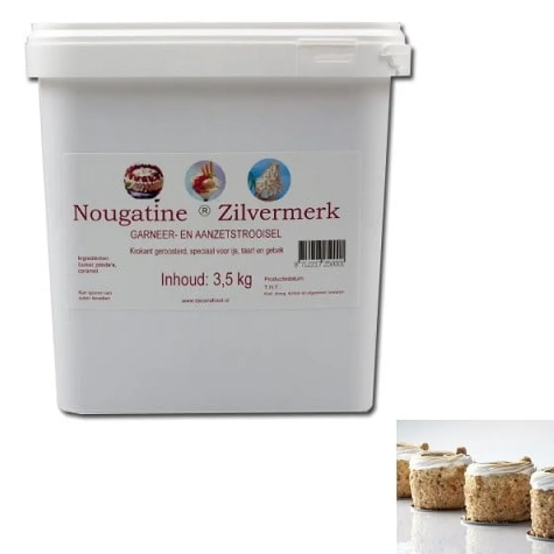 Royal Steensma Decora Nougatine Zilvermerk (20% pinda) 3,5 kg* Ijsdips|Eetbare Strooisels