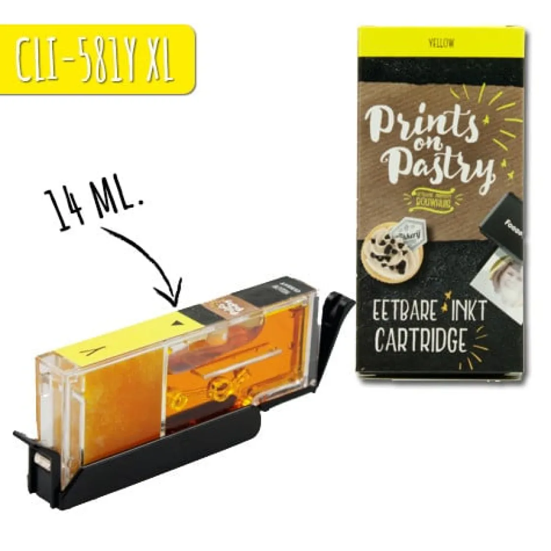 Prints on Pastry Eetbare Inkt Cartridge Geel XL (CLI-581Y)* Eetbare Inkt Cartridges