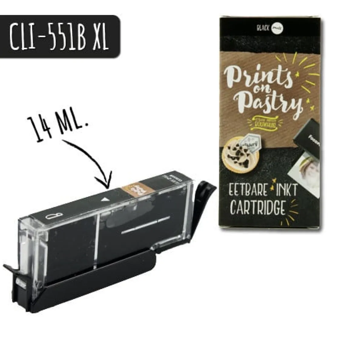 Prints on Pastry Eetbare Inkt Cartridge Zwart-klein XL (CLI-551B)* Eetbare Inkt Cartridges