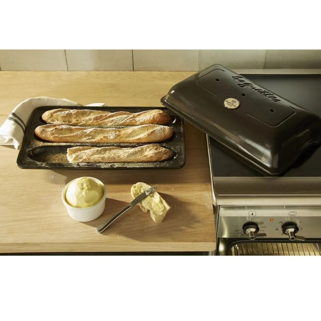 Emile Henry Baguettesvorm Fusain 39x24cm* Speciale Bakvormen