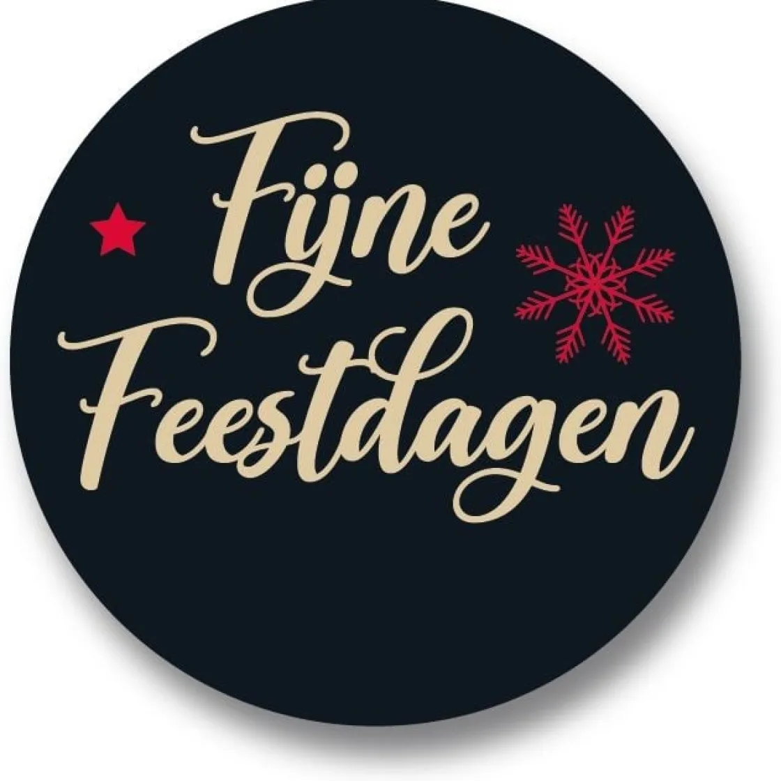 Etiket 'Fijne Feestdagen' Zwart Ø50mm (500st)*** Chocolade Verpakkingen|Bonbon Doosjes