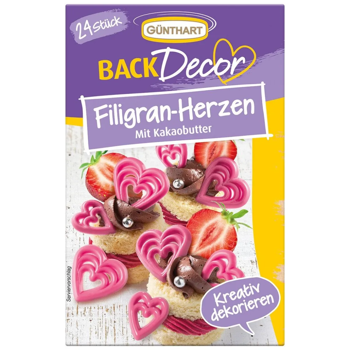 Günthart Chocoladedecoratie Hartjes Roze 24st.* Chocolade Decoraties|Chocolade Decoraties