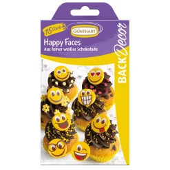 Günthart Chocoladedecoratie Smileys 15st.* Figuur Decoraties