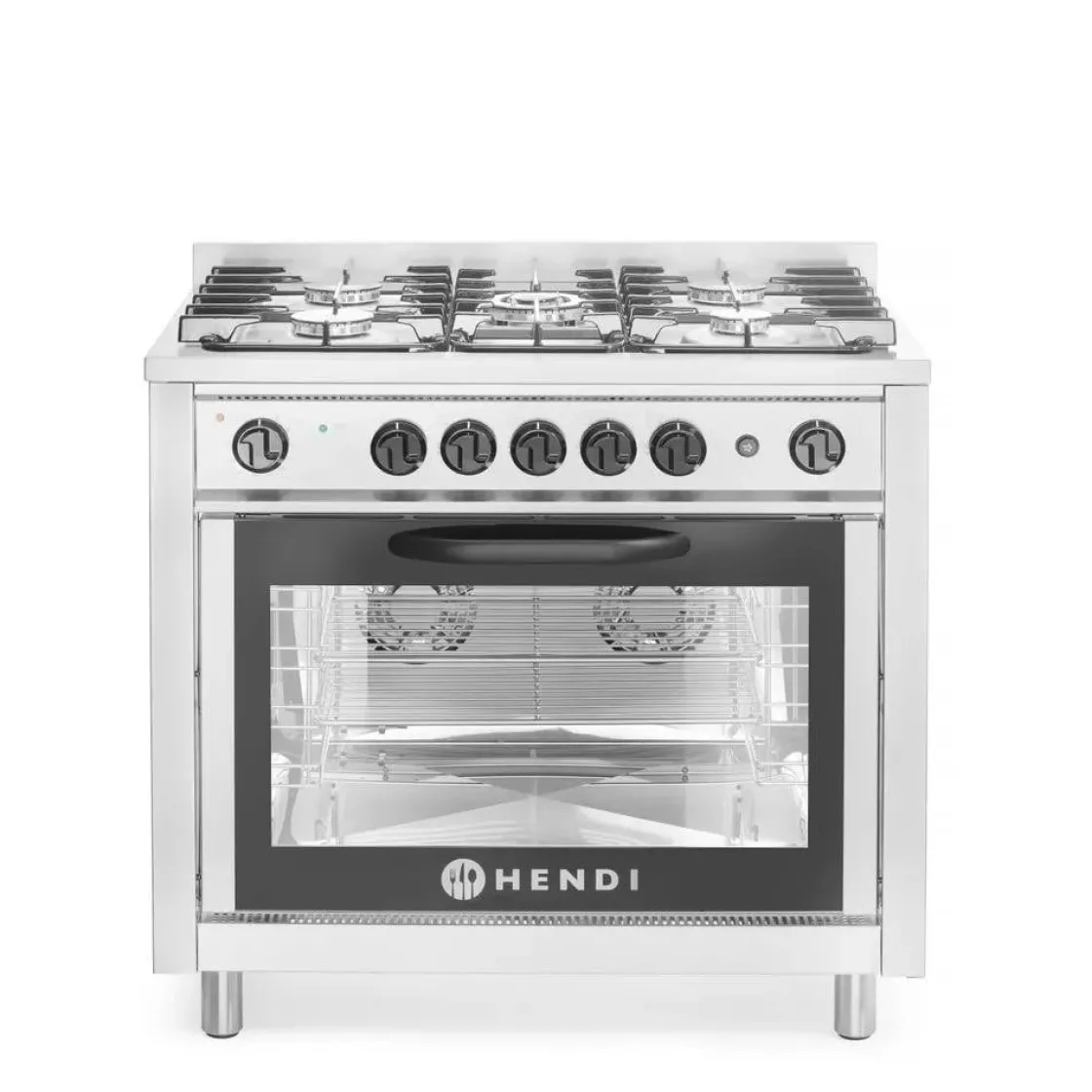 Hendi Gasfornuis - 5 pits met elektrische oven* Bak- En Kookapparaten