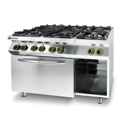 Hendi Gasfornuis 6-pits met convectieoven GN 1/1* Bak- En Kookapparaten