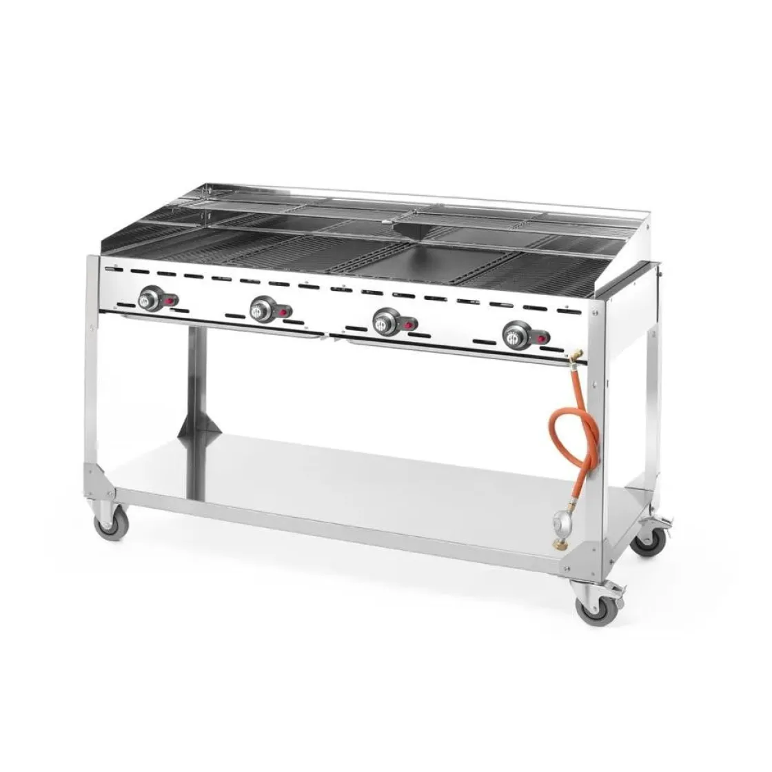 Hendi Green Fire 4 branders- 2 bakplaten + 2 GN1/1 roosters* Bak- En Kookapparaten