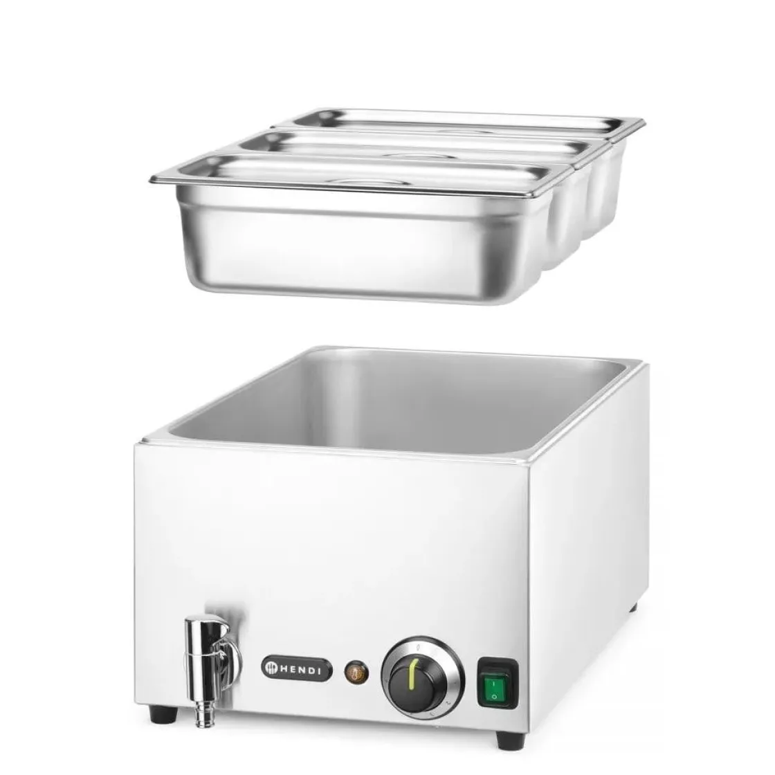 Hendi Set: Bain-marie met afvoerkraan + 3x GN 1/3 en deksel* Bak- En Kookapparaten