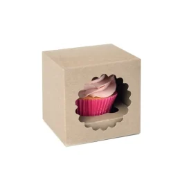 House of Marie HoM Cupcake Doosje 1 Kraft (incl. tray met venster) 100st.* Cupcake Doosjes