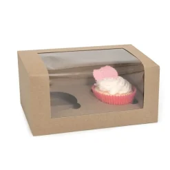House of Marie HoM Cupcake Doosje 2 Kraft (incl. tray met venster) 100st.* Cupcake Doosjes