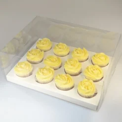 House of Marie HoM Cupcake Doosje 12 Transparant (incl. tray) 10st.* Cupcake Doosjes