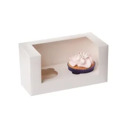 House of Marie HoM Cupcake Doosje 2 Wit (incl. tray met venster) 3st.* Cupcake Doosjes
