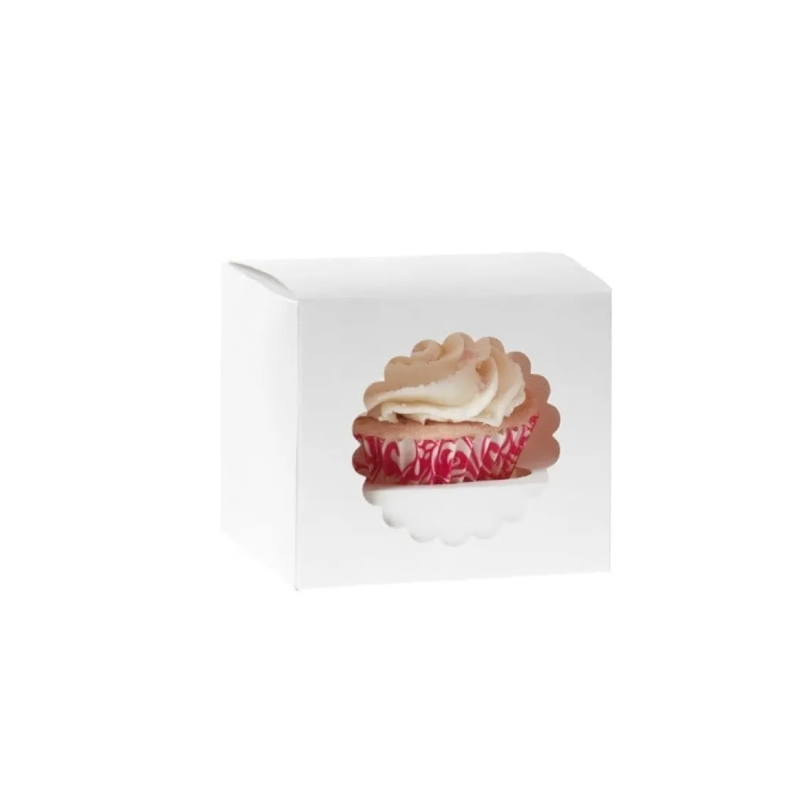 House of Marie HoM Cupcake Doosje 1 Wit (incl. tray met venster) 100st.* Cupcake Doosjes