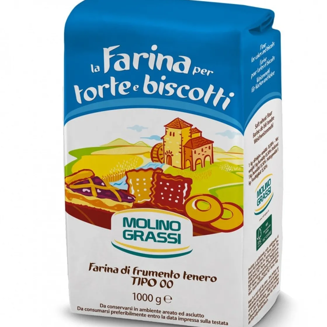 Molino Grassi Italiaanse Bloem Farina Tipo 00 (Biscuit-Cakes-Taart) 1kg* Bloem En Meel