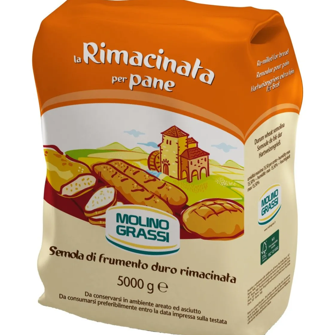 Molino Grassi Italiaanse Bloem Semola Rimacinata 5kg* Bloem En Meel