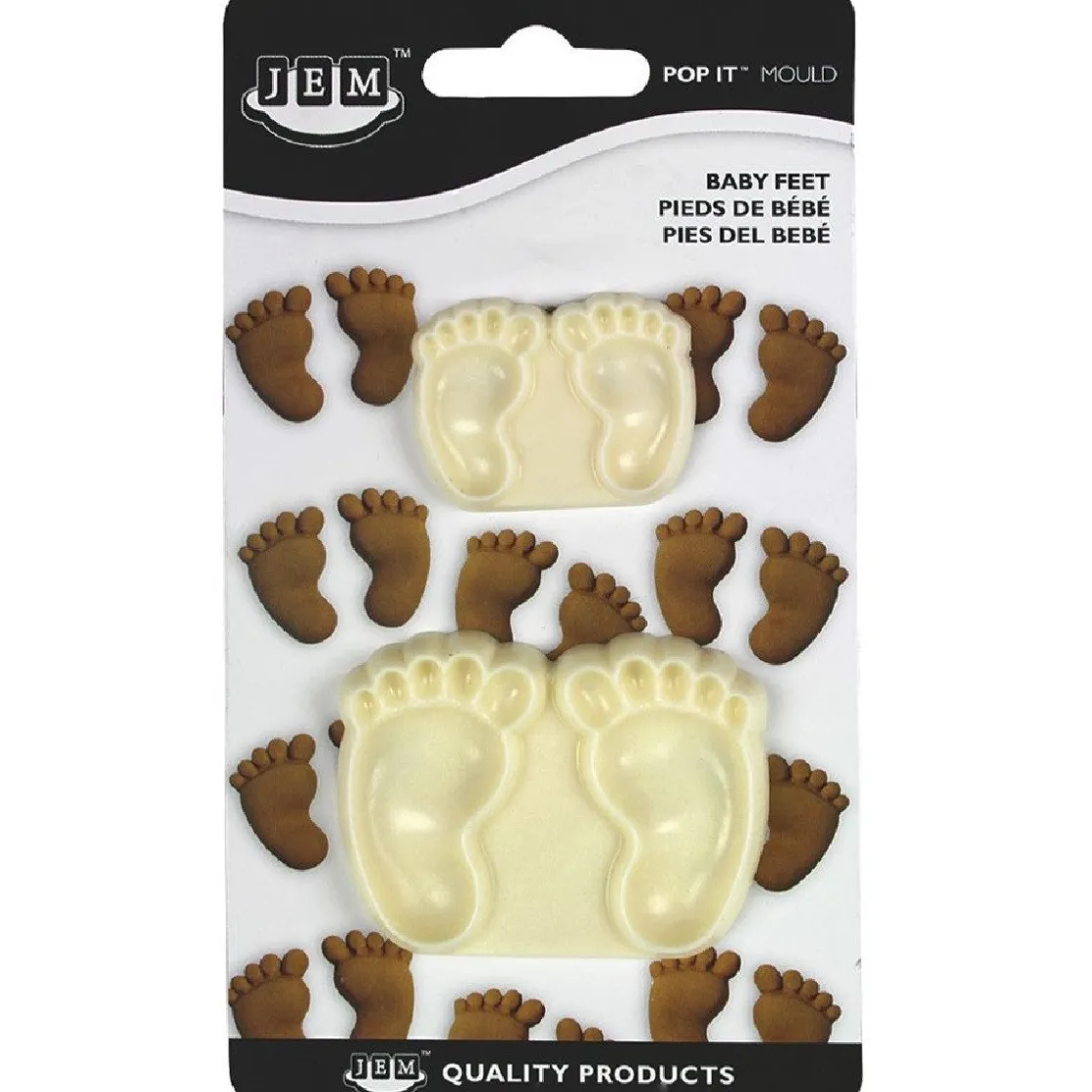JEM Pop it uitsteker/mal Baby feet (baby voetjes) set/2* Figuur Stekers