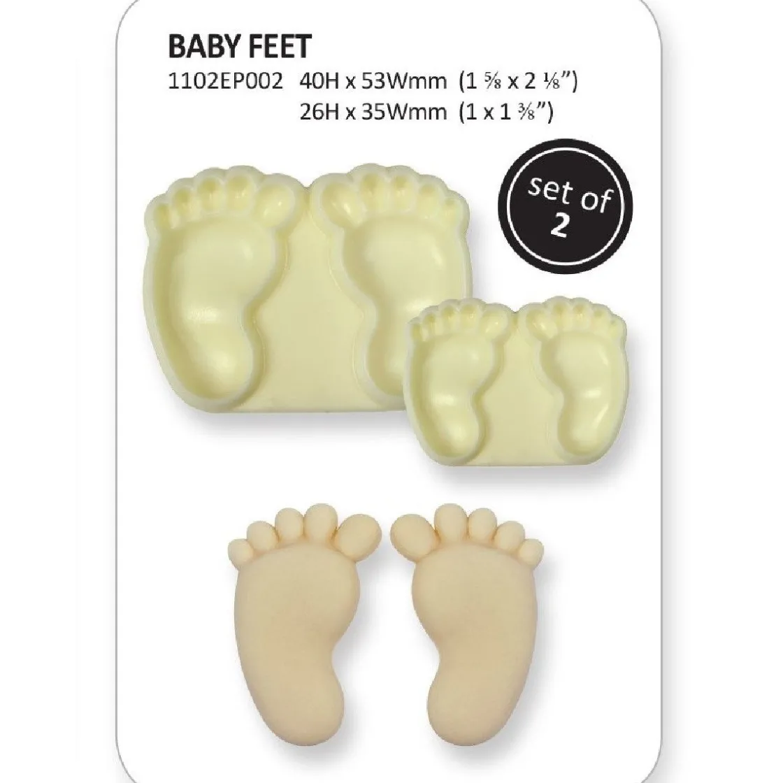 JEM Pop it uitsteker/mal Baby feet (baby voetjes) set/2* Figuur Stekers