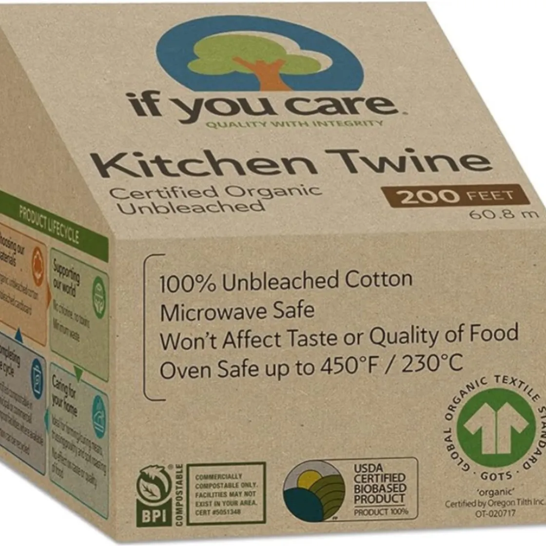 If You Care Keukentouw Ongebleekt Katoen 60m* Zakken|Bakhulpmiddelen