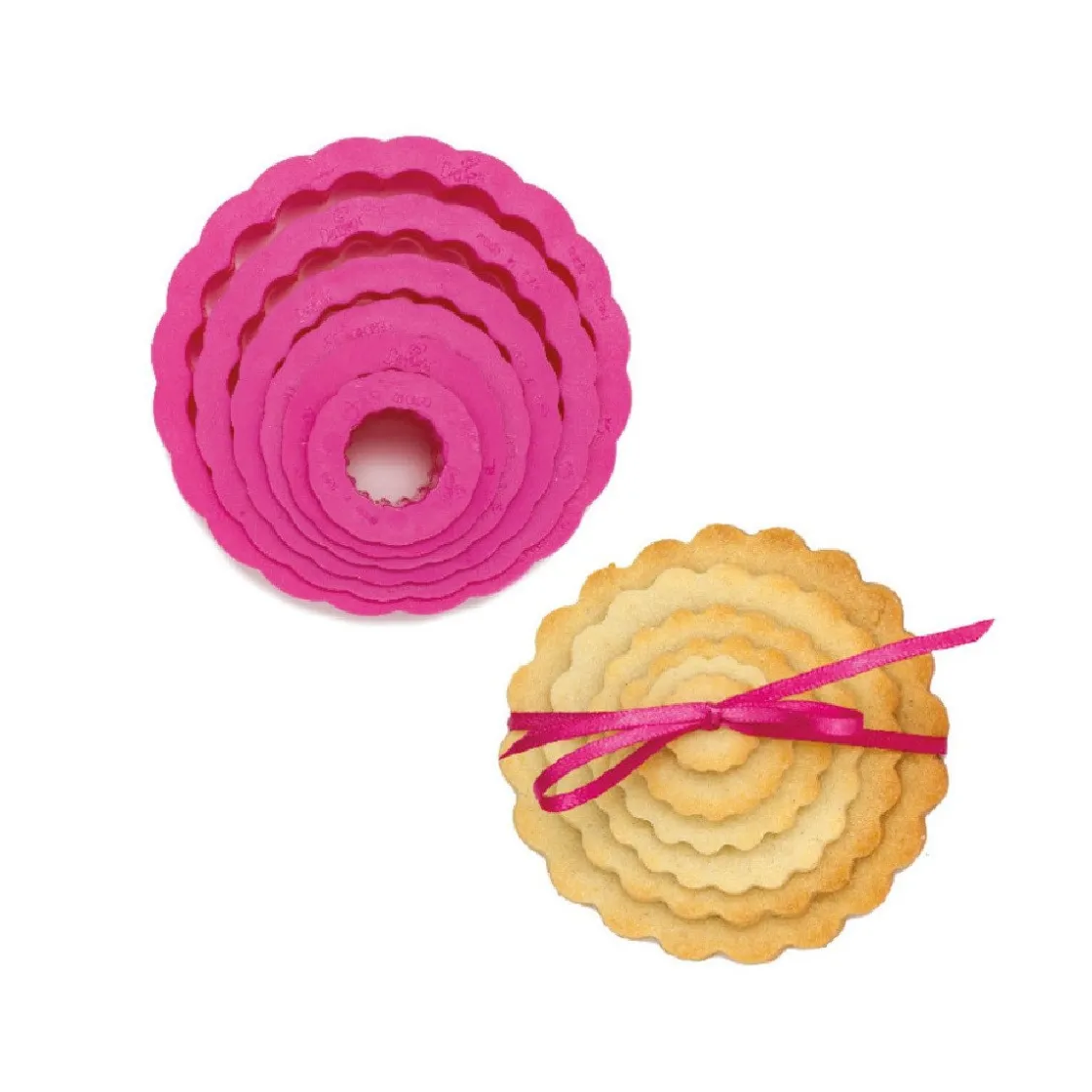 Decora Koekjes Uitsteker Rond Gekarteld Set/6* Figuur Stekers