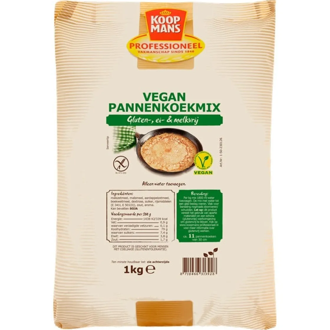 Koopmans Professional Koopmans Prof. Vegan Pannenkoekenmix Glutenvrij 1kg* Banketmixen|Bekijk Alle Mixen