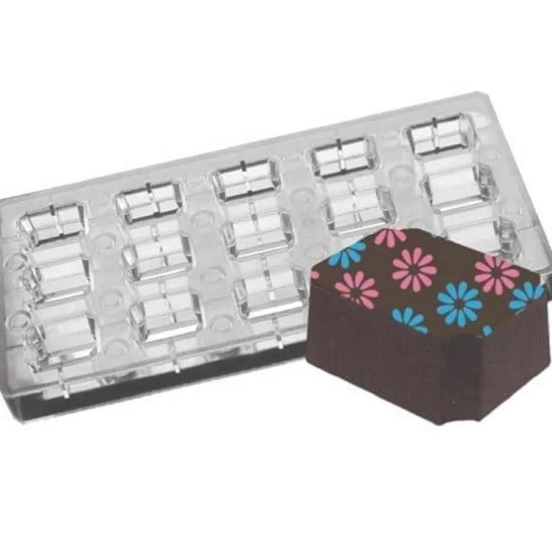 Chocolate World Magneet bonbonvorm Rechthoek 35x28x14mm (15)* Logo Bonbons|Magneet Bonbonvormen