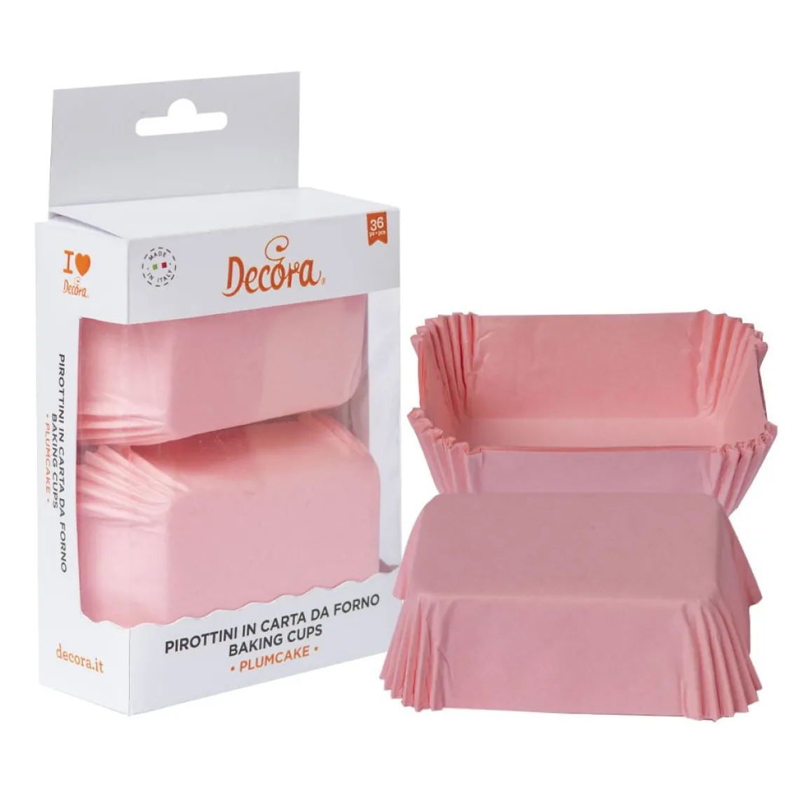 Decora Mini Plumcake Bakvorm Roze 80x50x32(h)mm 36 stuks* Bakvormen Papier
