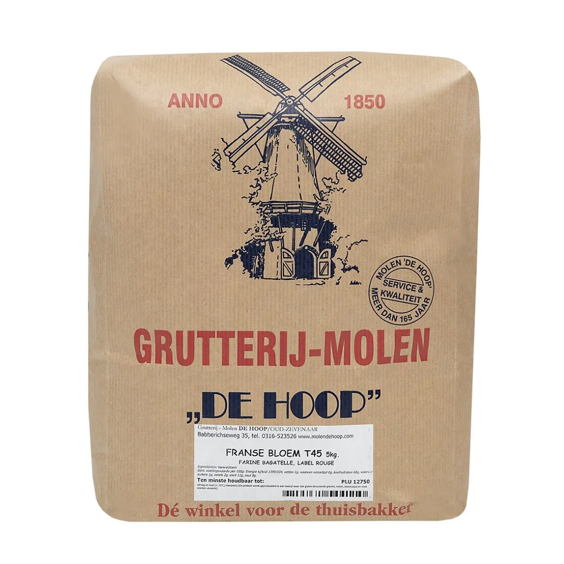 Molen de Hoop Franse Tarwebloem T45 5kg (Farine Bagatelle)* Bloem En Meel