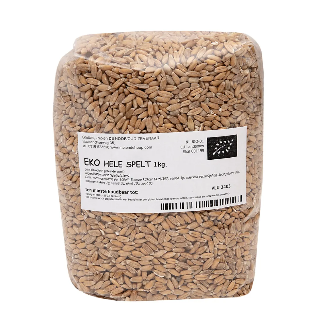 Molen de Hoop Hele Spelt EKO 1kg* Zaden, Granen, Noten En Vruchten