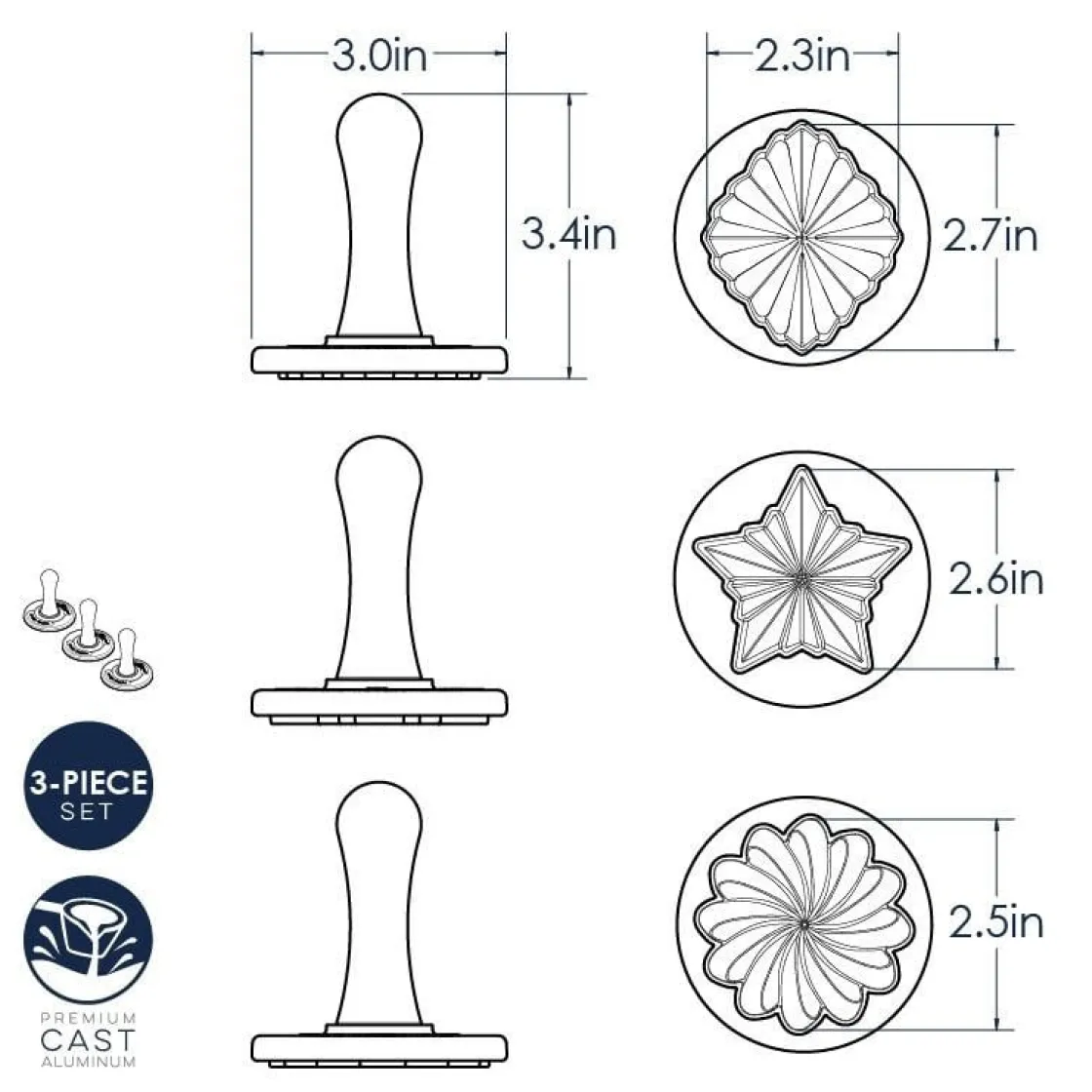 Nordic Ware Koekjesstempel Pretty Pleated Set/3* Figuur Stekers